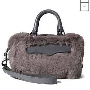 NWT Rebecca Minkoff M.A.B Bittie Faux Fur Crossbody Bag $248 Anthracite